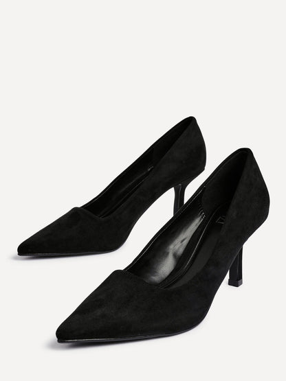 Kat Black Faux Suede Court Heels