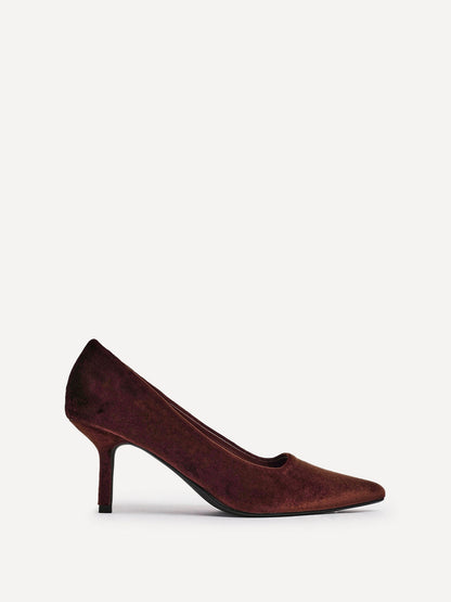 Kat Brown Velvet Classic Court Heels