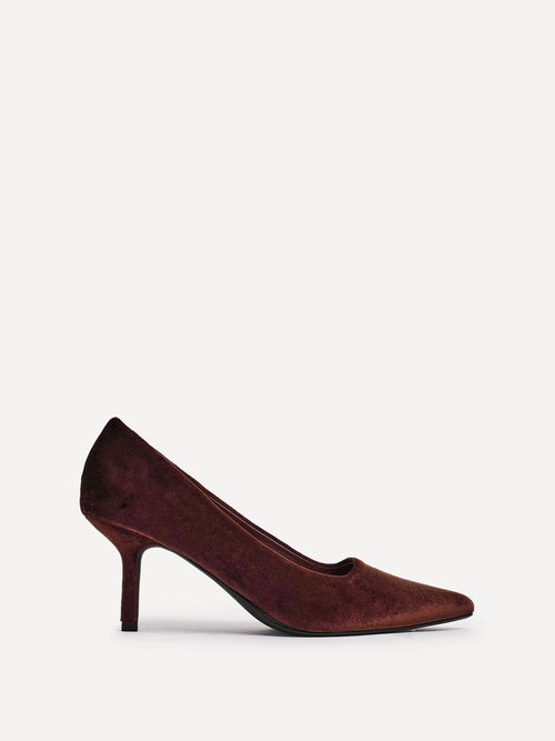Kat Brown Velvet Classic Court Heels