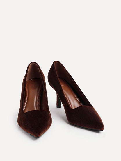 Kat Brown Velvet Classic Court Heels