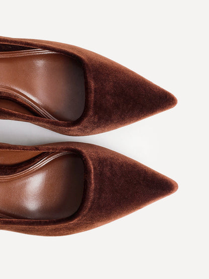 Kat Brown Velvet Classic Court Heels