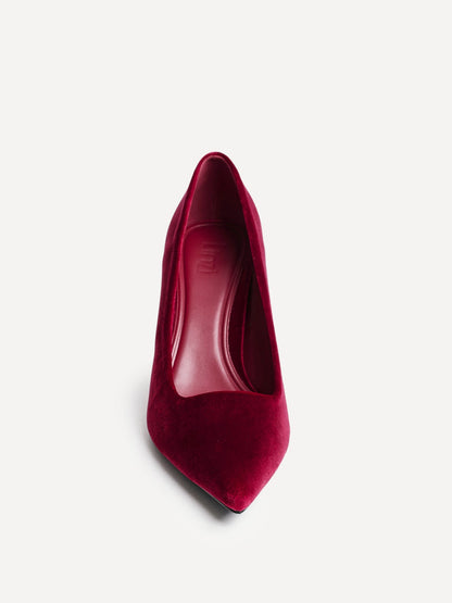 Kat Burgundy Velvet Classic Court Heels