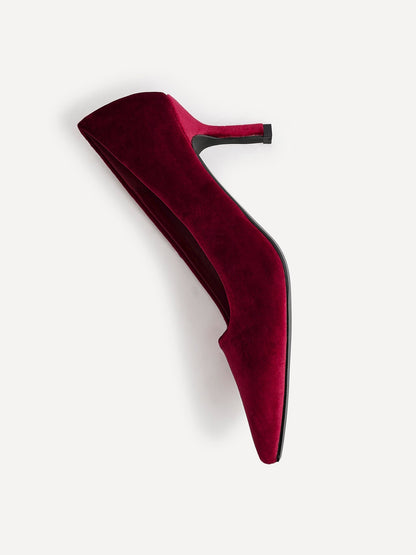 Kat Burgundy Velvet Classic Court Heels