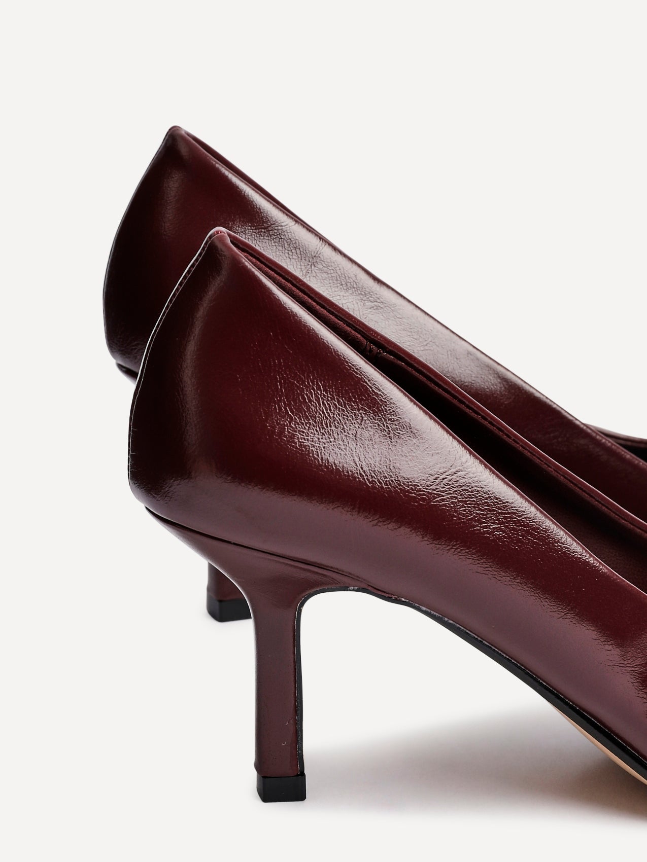 Kat Burgundy Faux Leather Court Heels