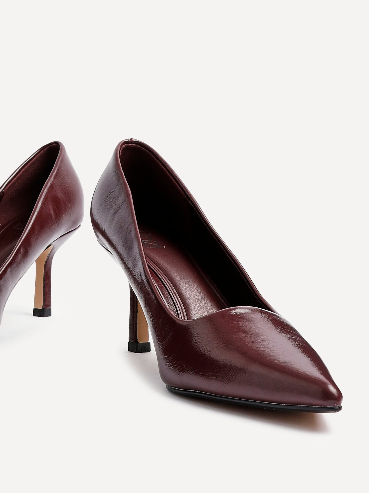 Kat Burgundy Faux Leather Court Heels