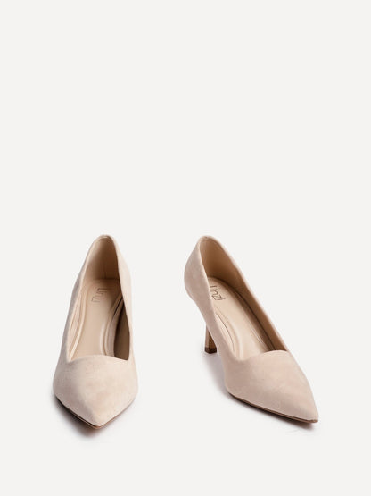 Kat Nude Faux Suede Court Heels