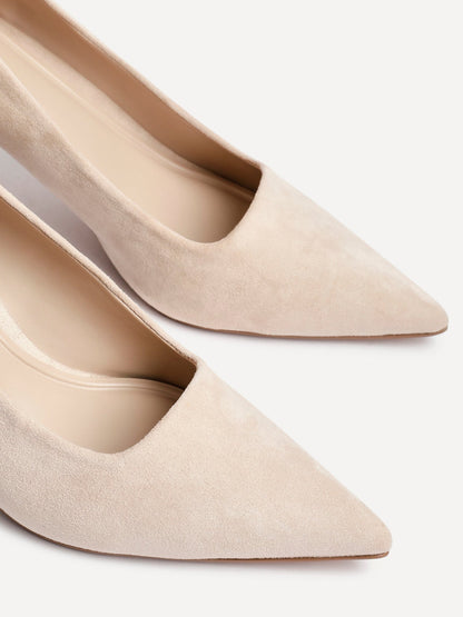 Kat Nude Faux Suede Court Heels