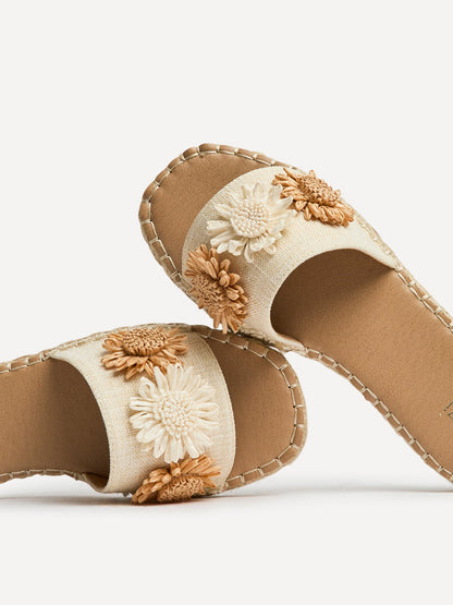 Kelani Ivory Raffia Sliders