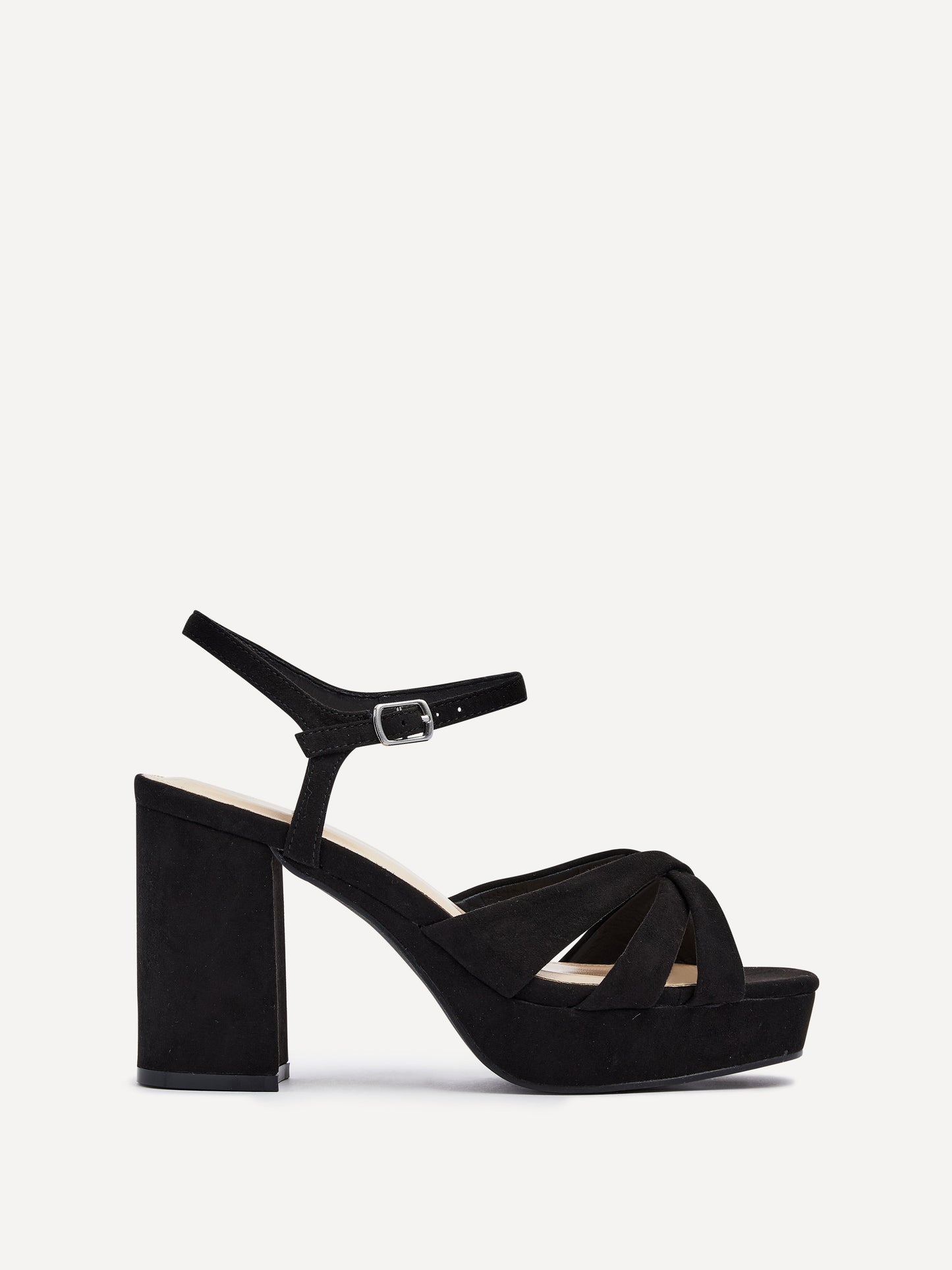 Keliah Black Faux Suede Platform Heels