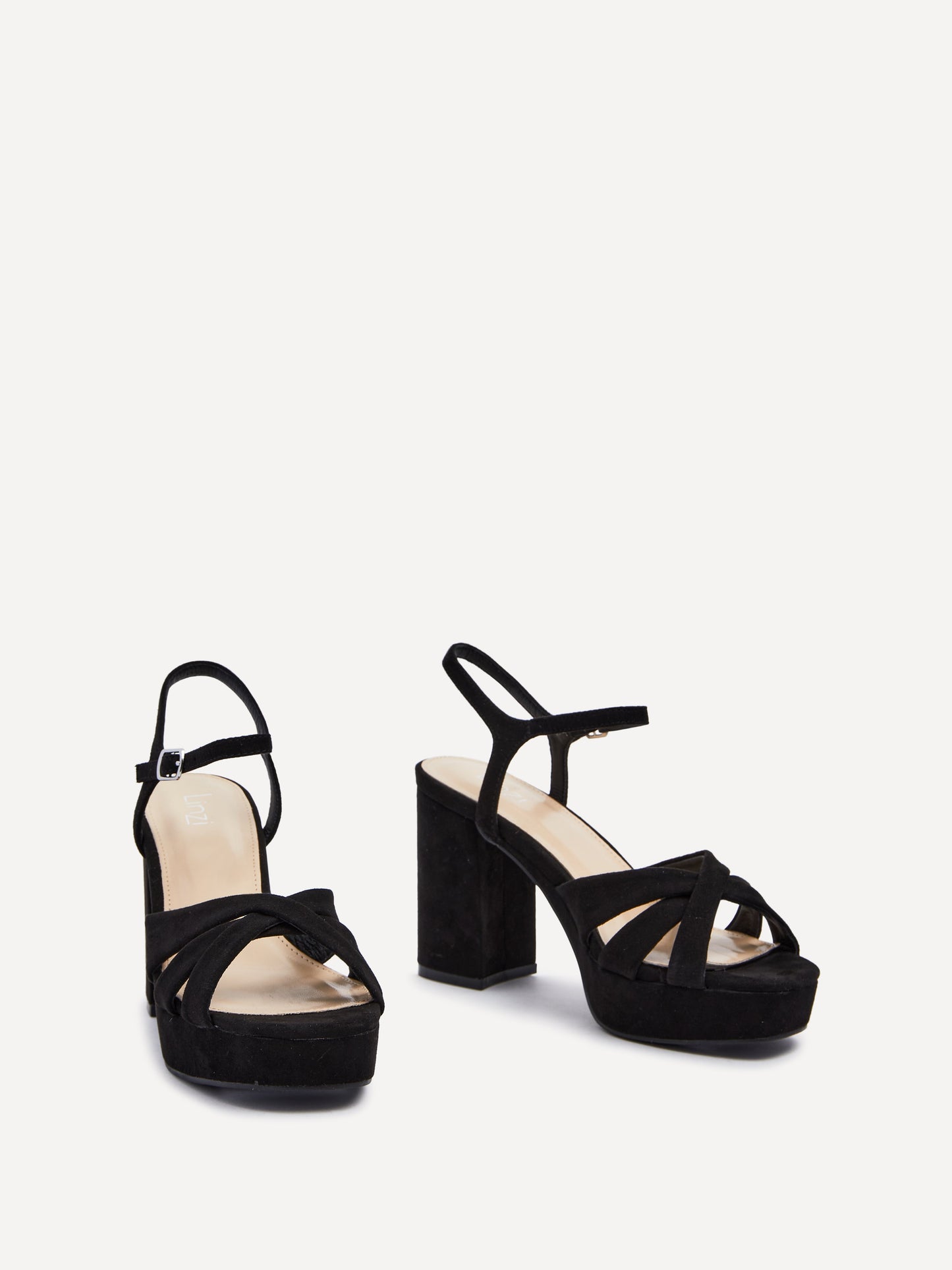 Keliah Black Faux Suede Platform Heels