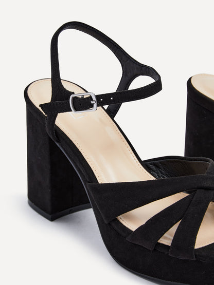 Keliah Black Faux Suede Platform Heels