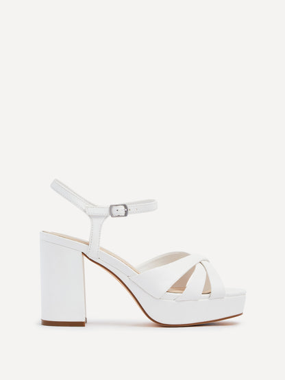 Keliah White Faux Leather Platform Heels