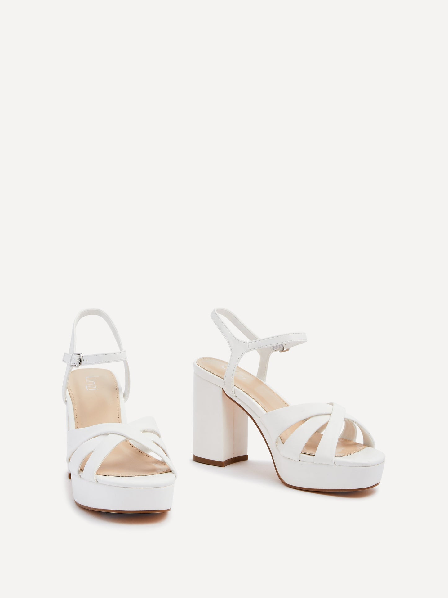 Keliah White Faux Leather Platform Heels