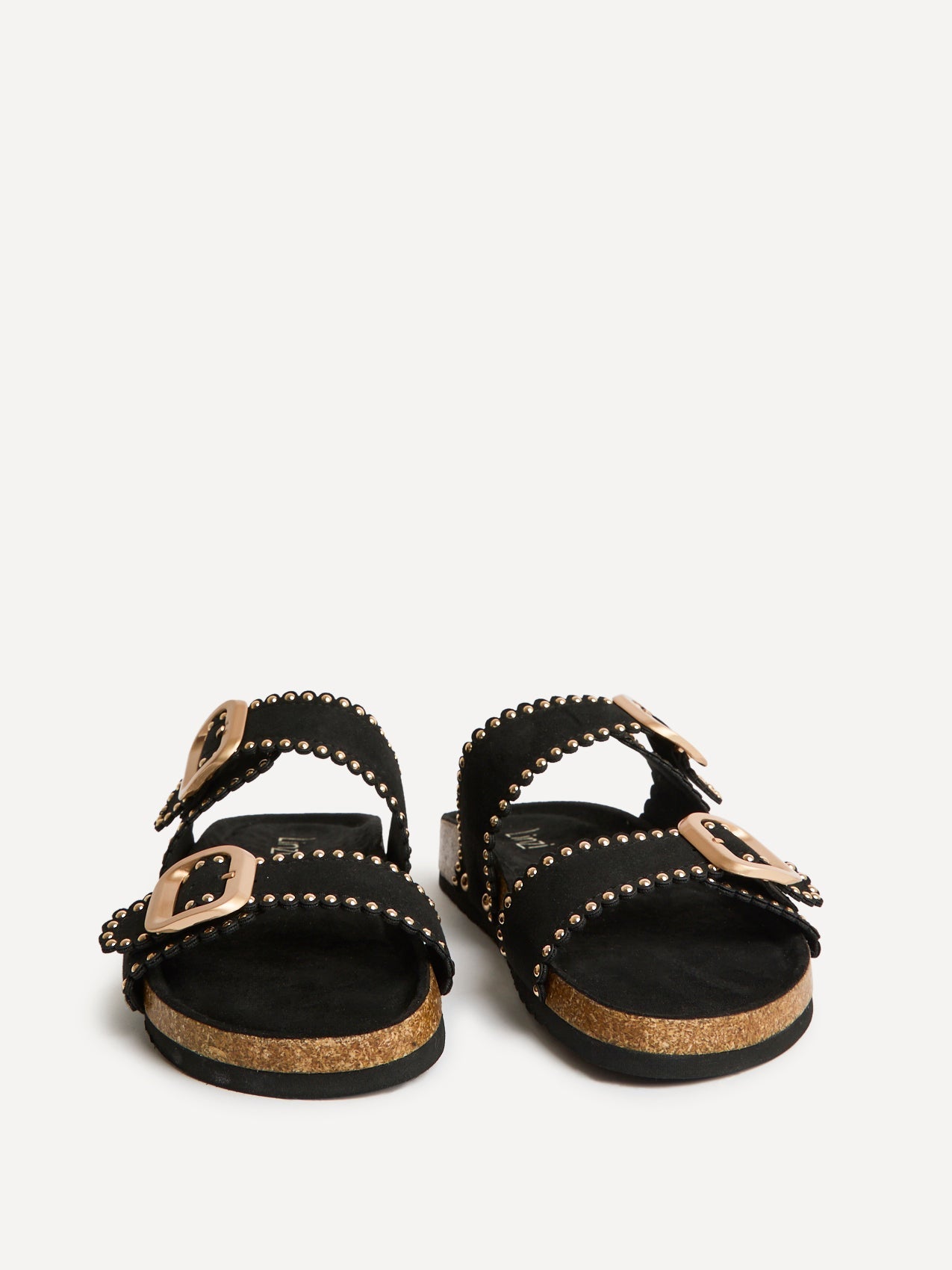 Kelsie Black Double Buckle Sandals