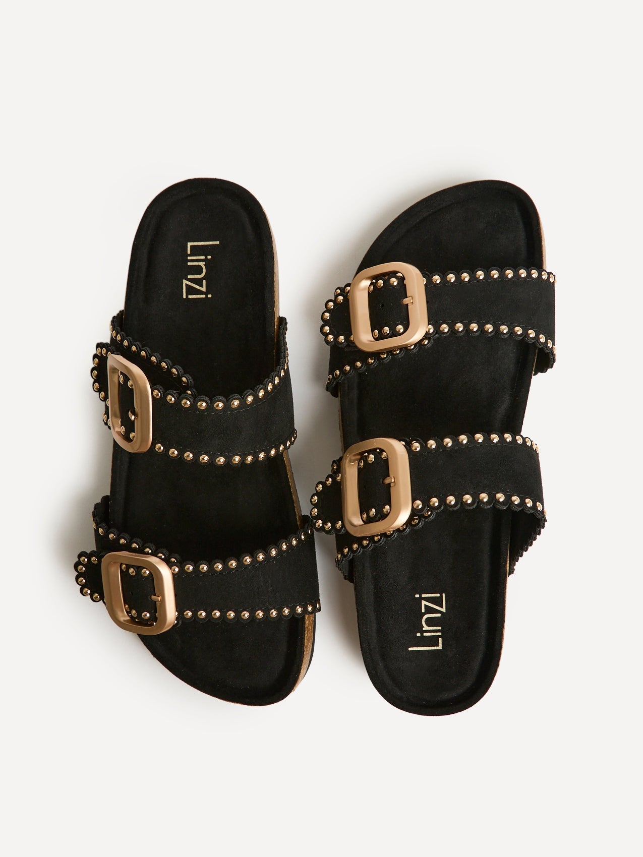 Kelsie Black Double Buckle Sandals