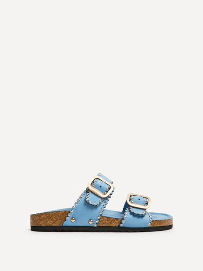 Kelsie Blue Double Buckle Sandals
