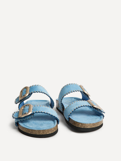 Kelsie Blue Double Buckle Sandals