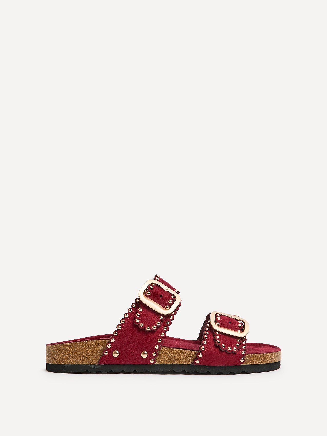 Kelsie Burgundy Double Buckle Sandals