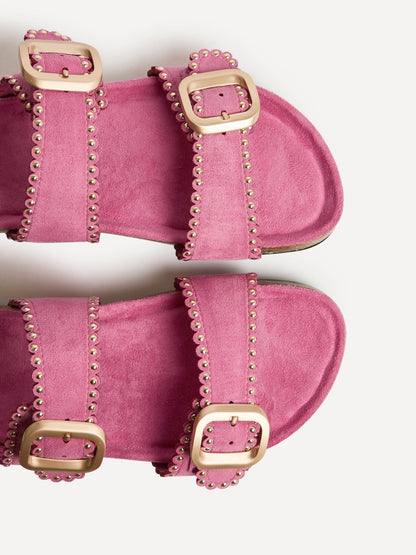 Kelsie Fuchsia Double Buckle Sandals