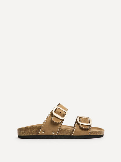 Kelsie Mocha Double Buckle Sandals