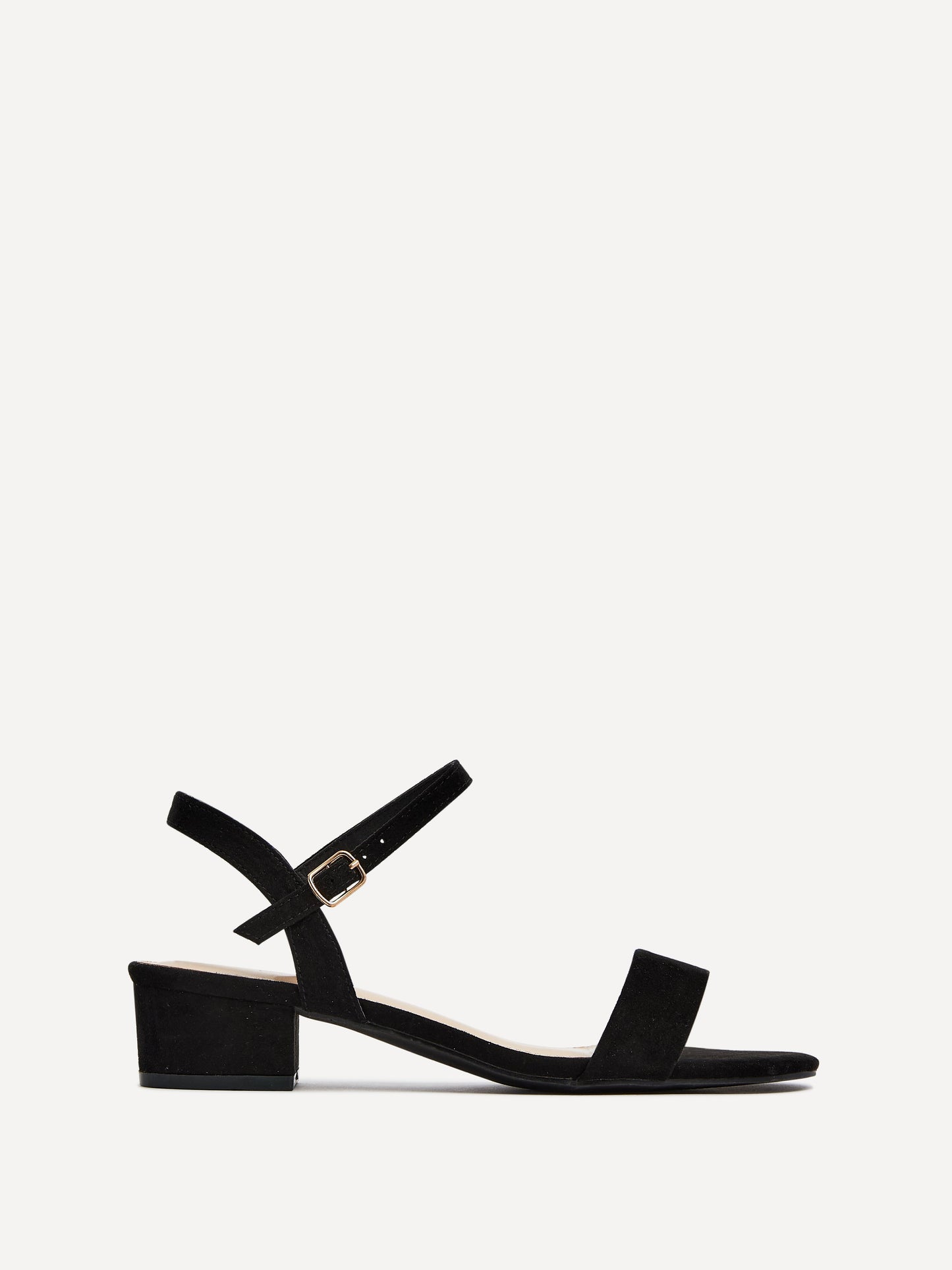 Kezzi Black Faux Suede Low Heeled Sandals
