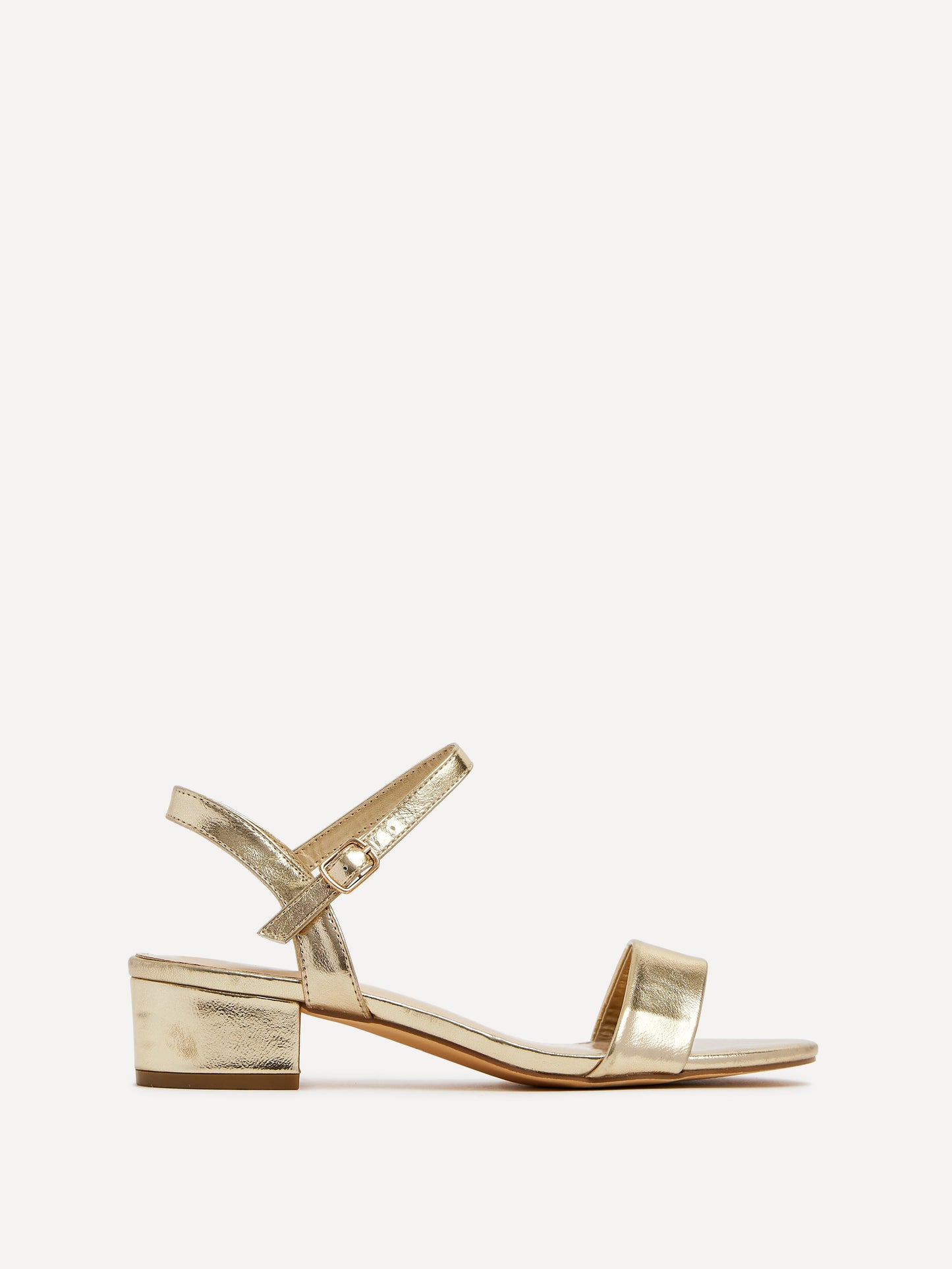 Kezzi Gold Faux Leather Low Heeled Sandals