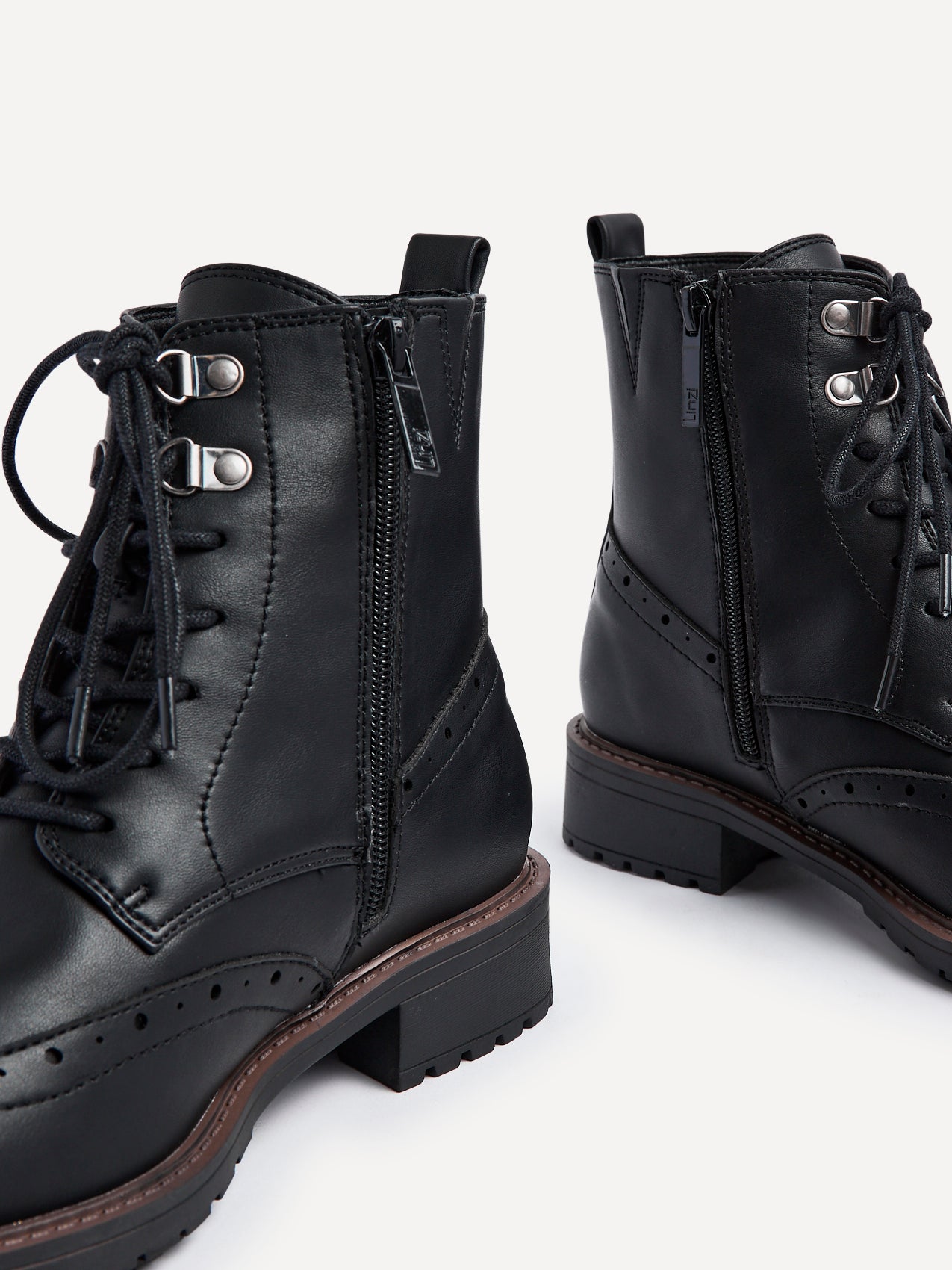 Kinsley Wide Fit Black Lace-Up Military Boots