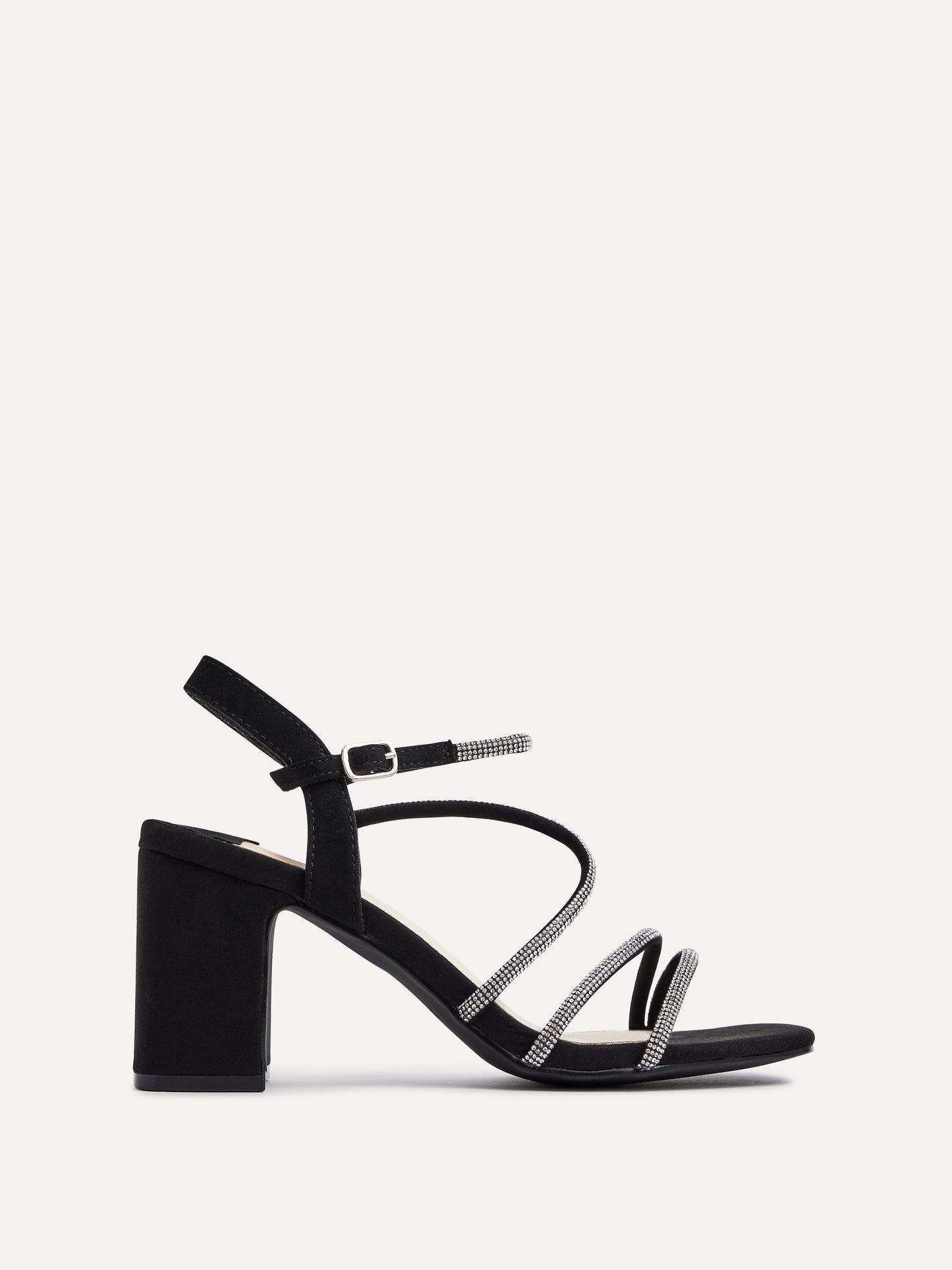 Kira Black Diamante Block Heels