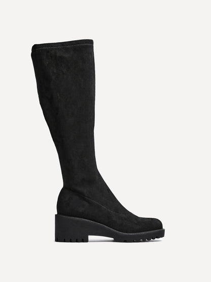 Kortina Black Wedged Long Boots