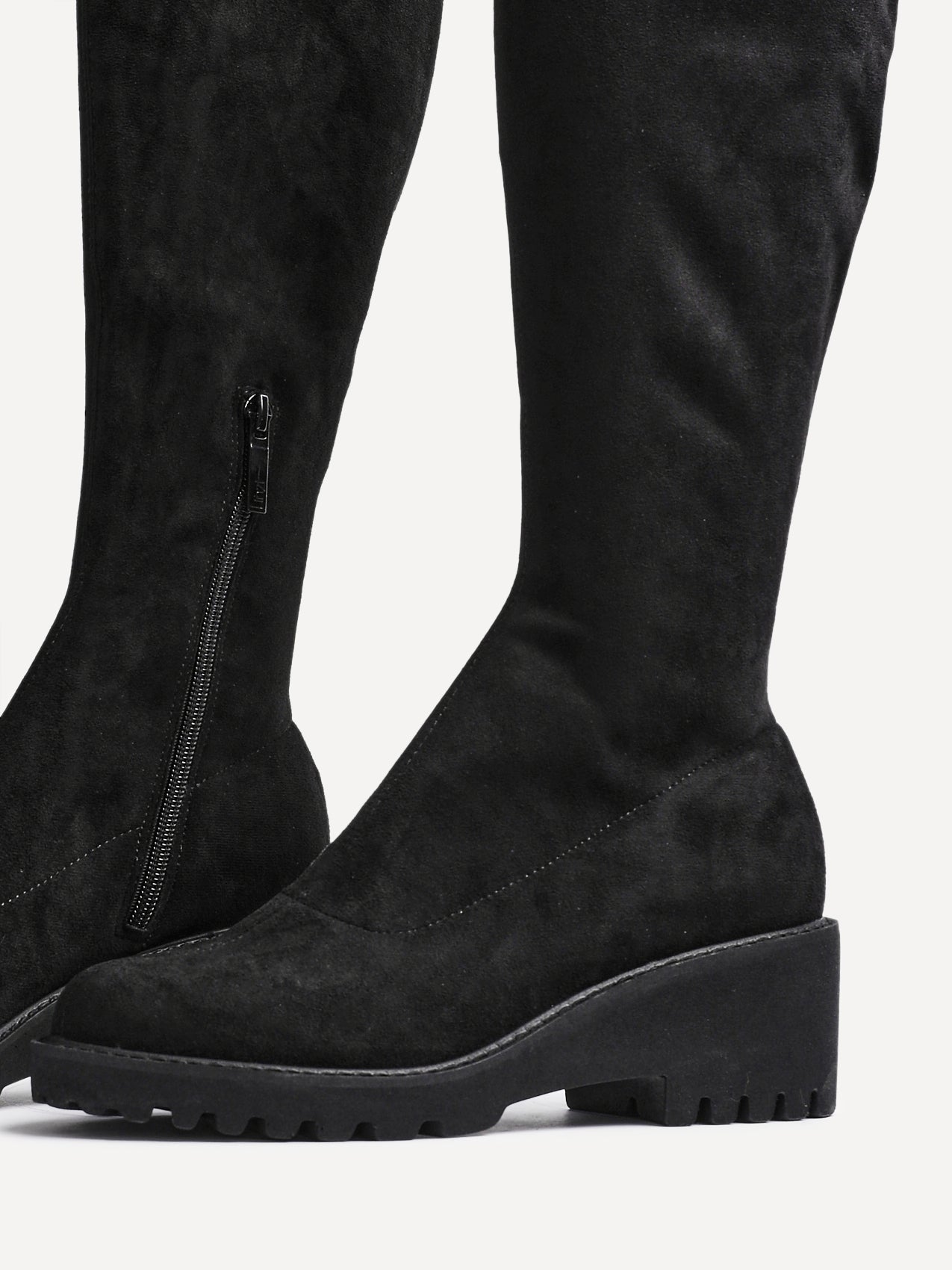 Kortina Black Wedged Long Boots
