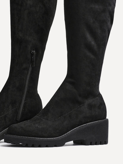 Kortina Black Wedged Long Boots