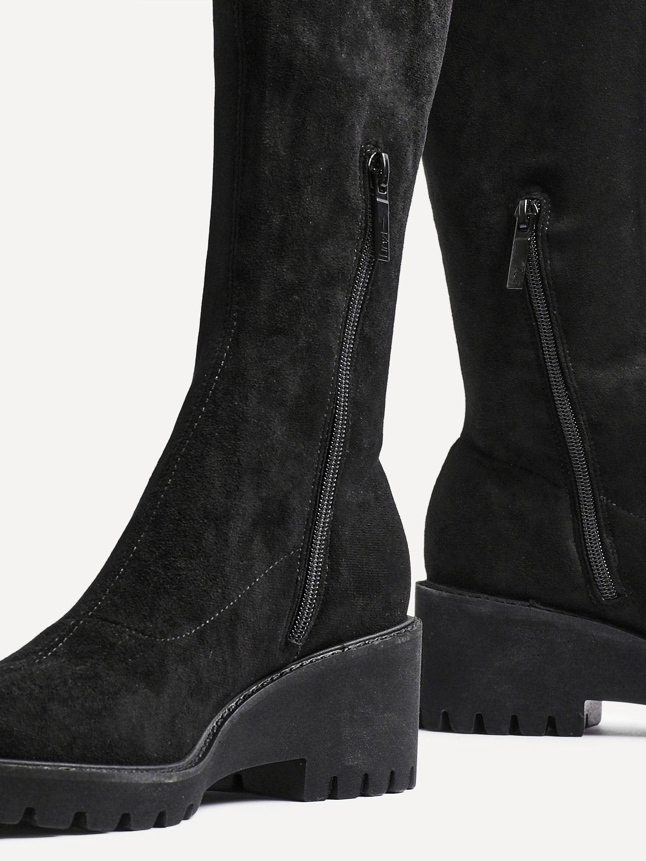 Kortina Black Wedged Long Boots
