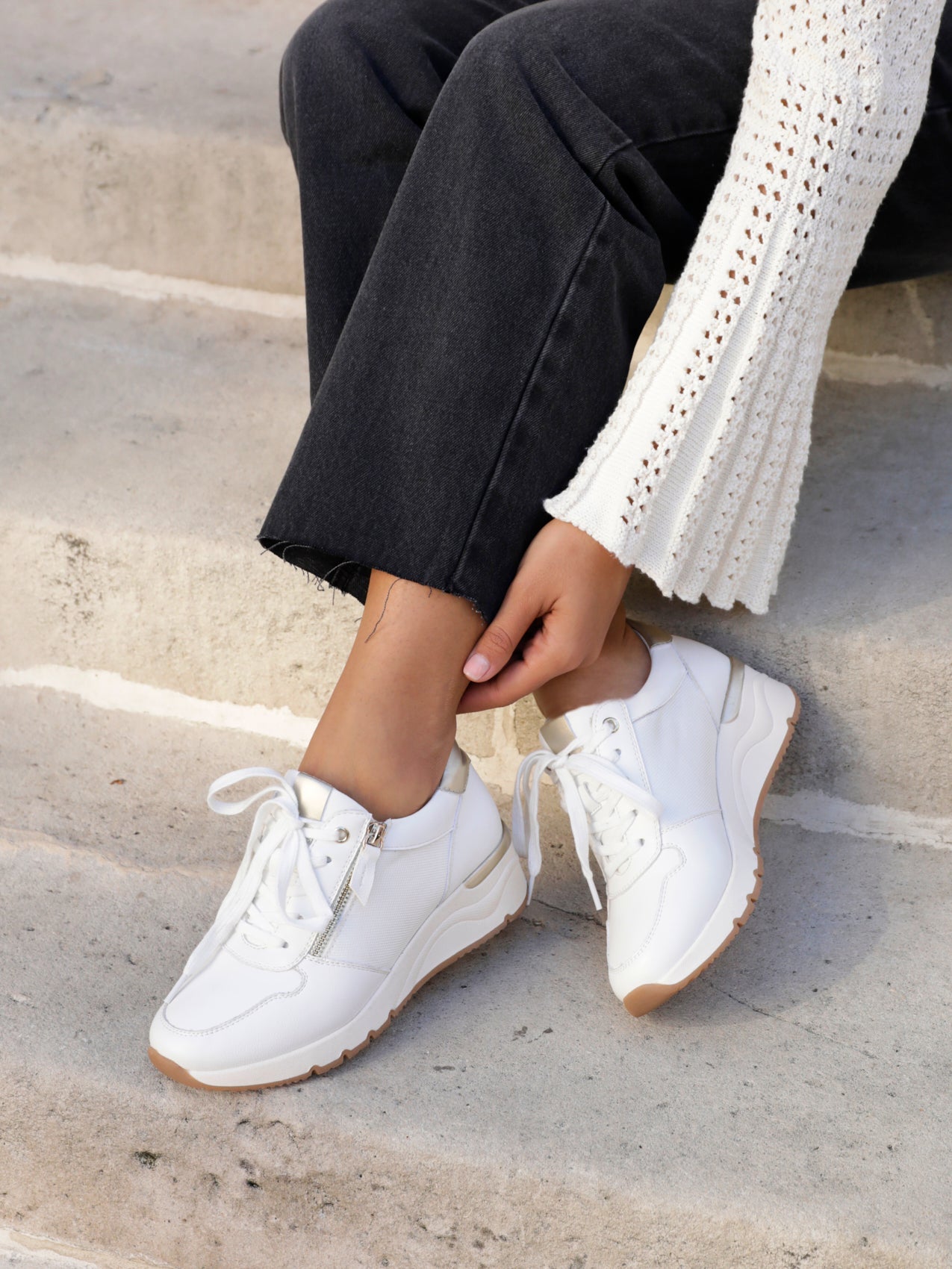Kyla White Wedge Trainers