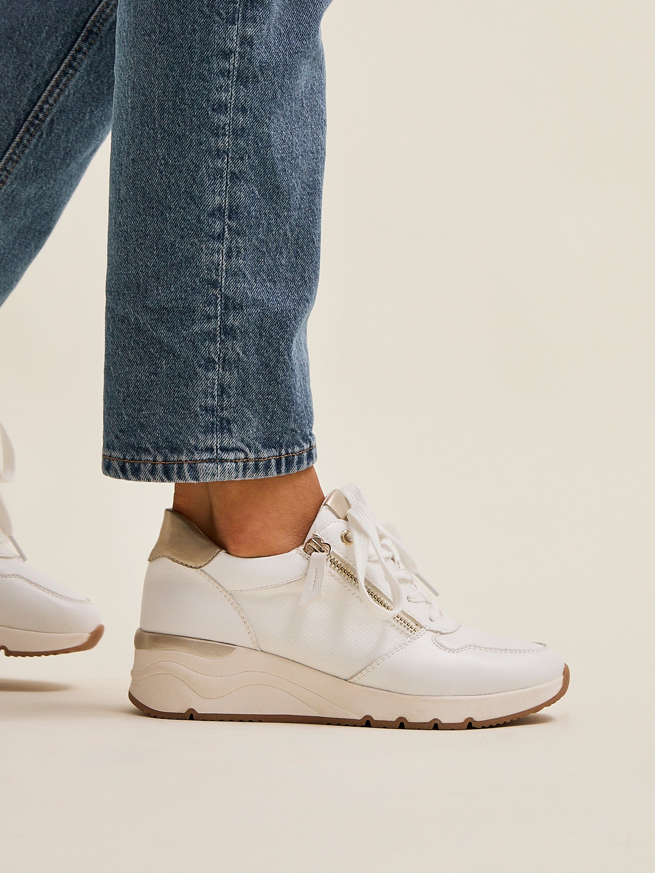 Kyla White Wedge Trainers