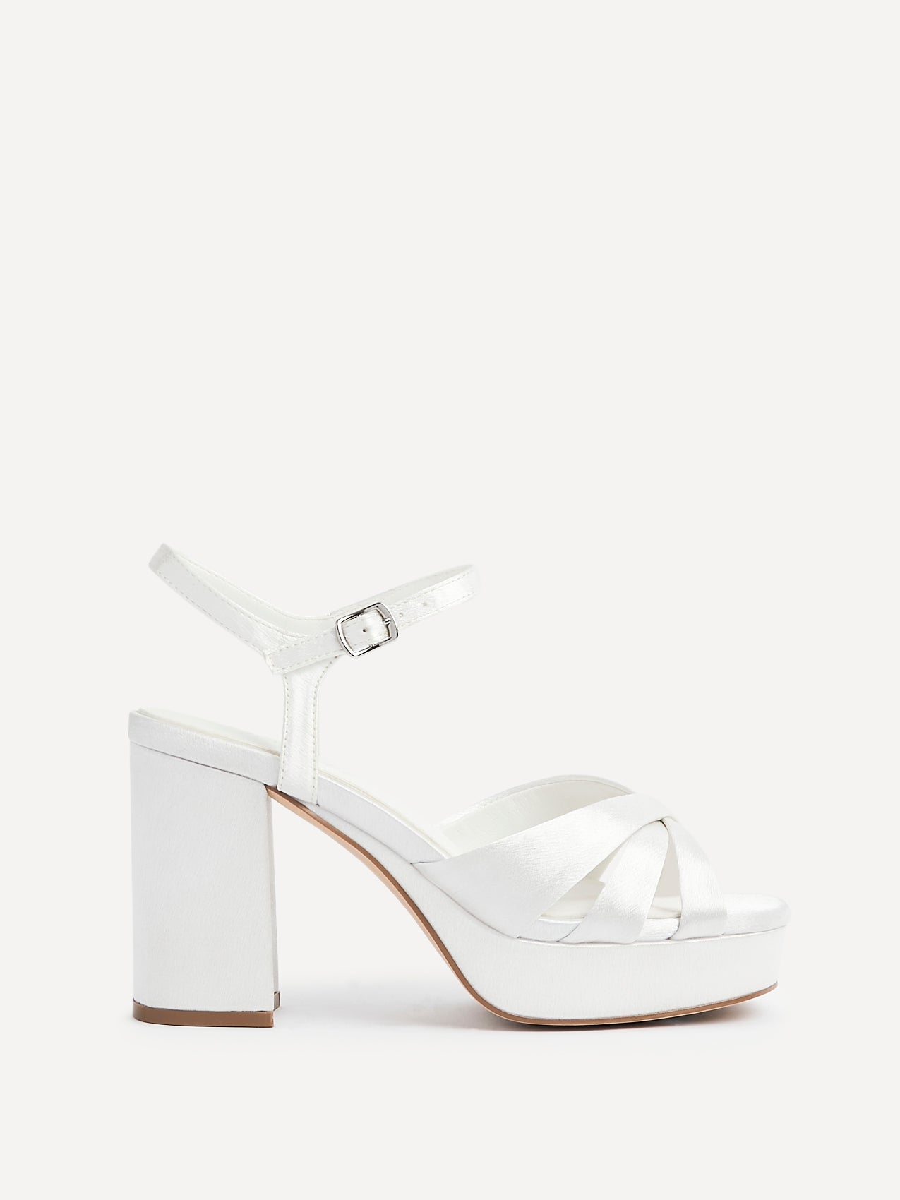Keliah Bridal Ivory Satin Platform Heels