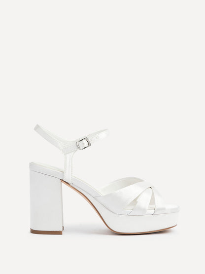 Keliah Bridal Ivory Satin Platform Heels