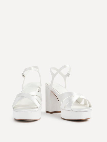 Keliah Bridal Ivory Satin Platform Heels