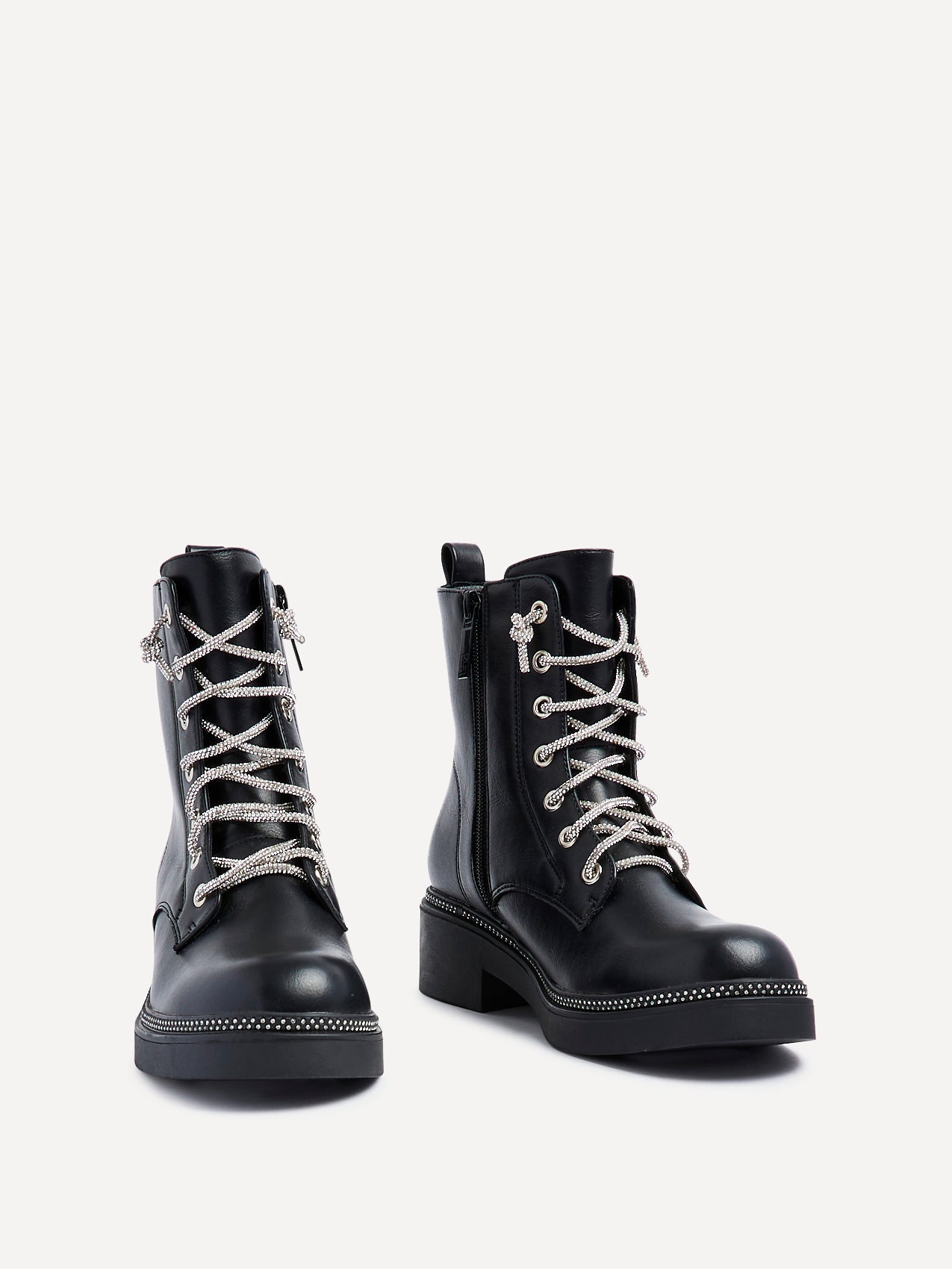 Lacey Black Laced Military Boots