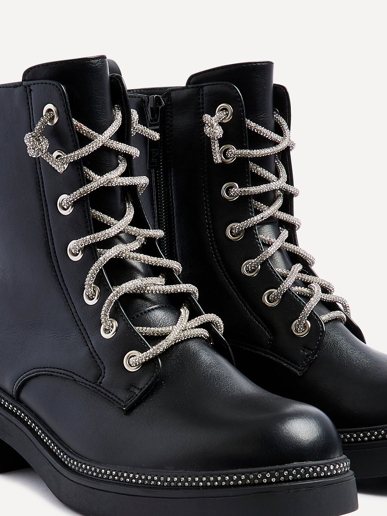 Lacey Black Laced Military Boots