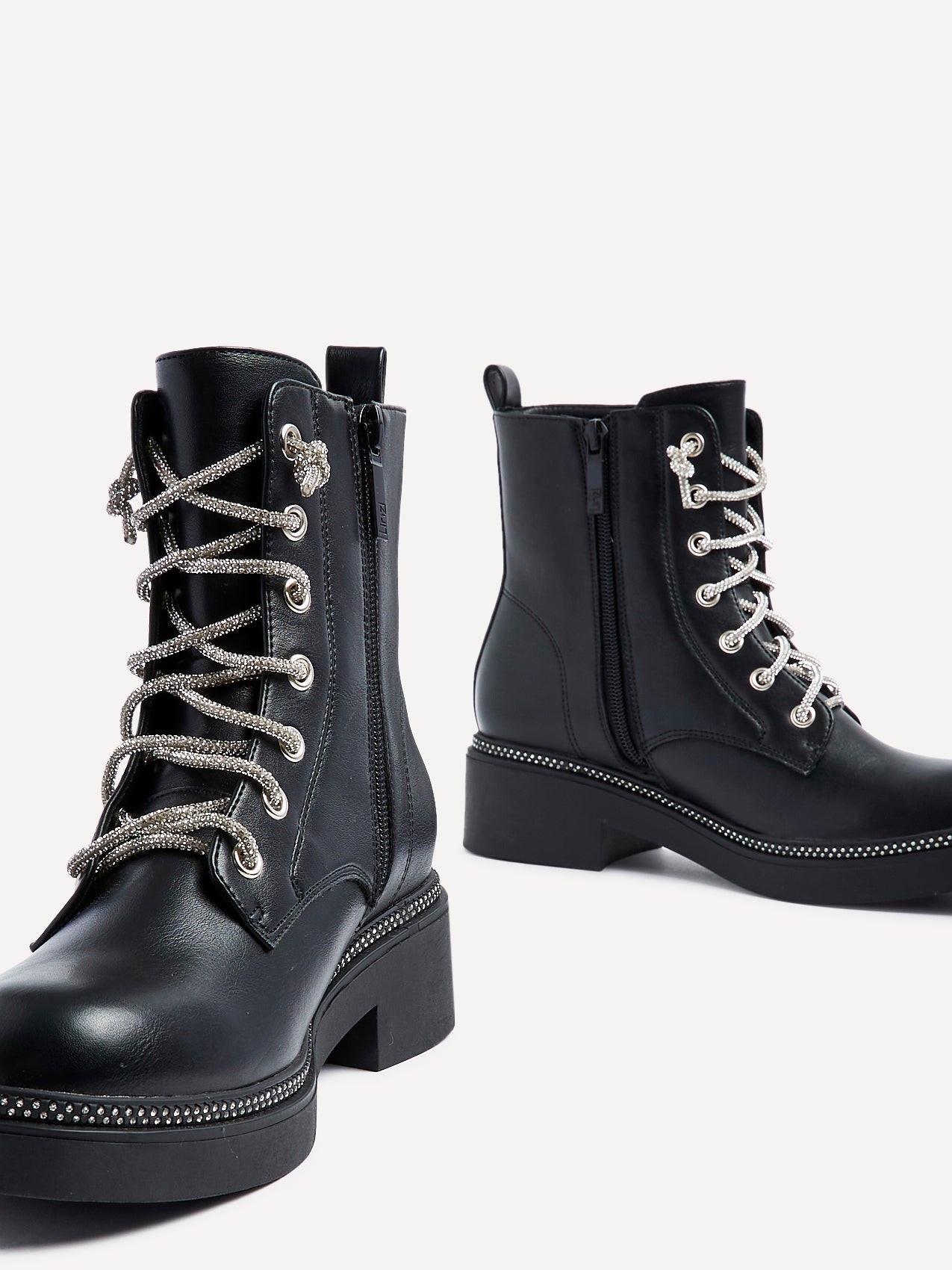 Lacey Black Laced Military Boots