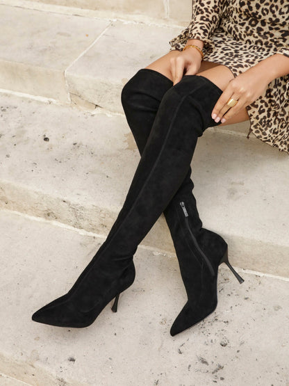 Laney Black Thigh High Stiletto Boots
