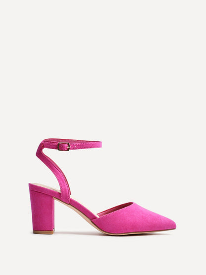 Larsa Wide Fit Pink Faux Suede Court Heels
