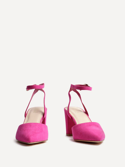 Larsa Wide Fit Pink Faux Suede Court Heels