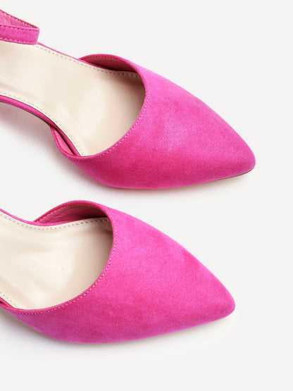 Larsa Wide Fit Pink Faux Suede Court Heels