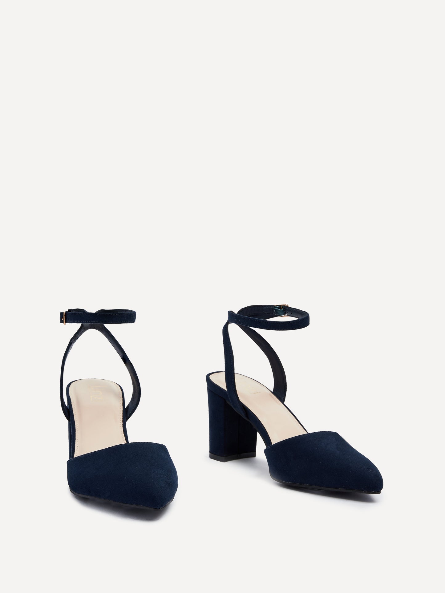 Larsa Wide Fit Navy Faux Suede Court Heels