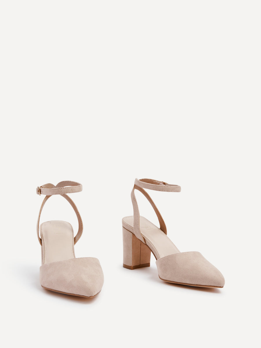 Larsa Wide Fit Nude Faux Suede Court Heels
