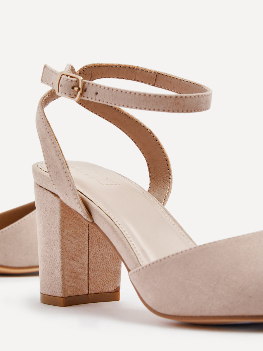 Larsa Wide Fit Nude Faux Suede Court Heels