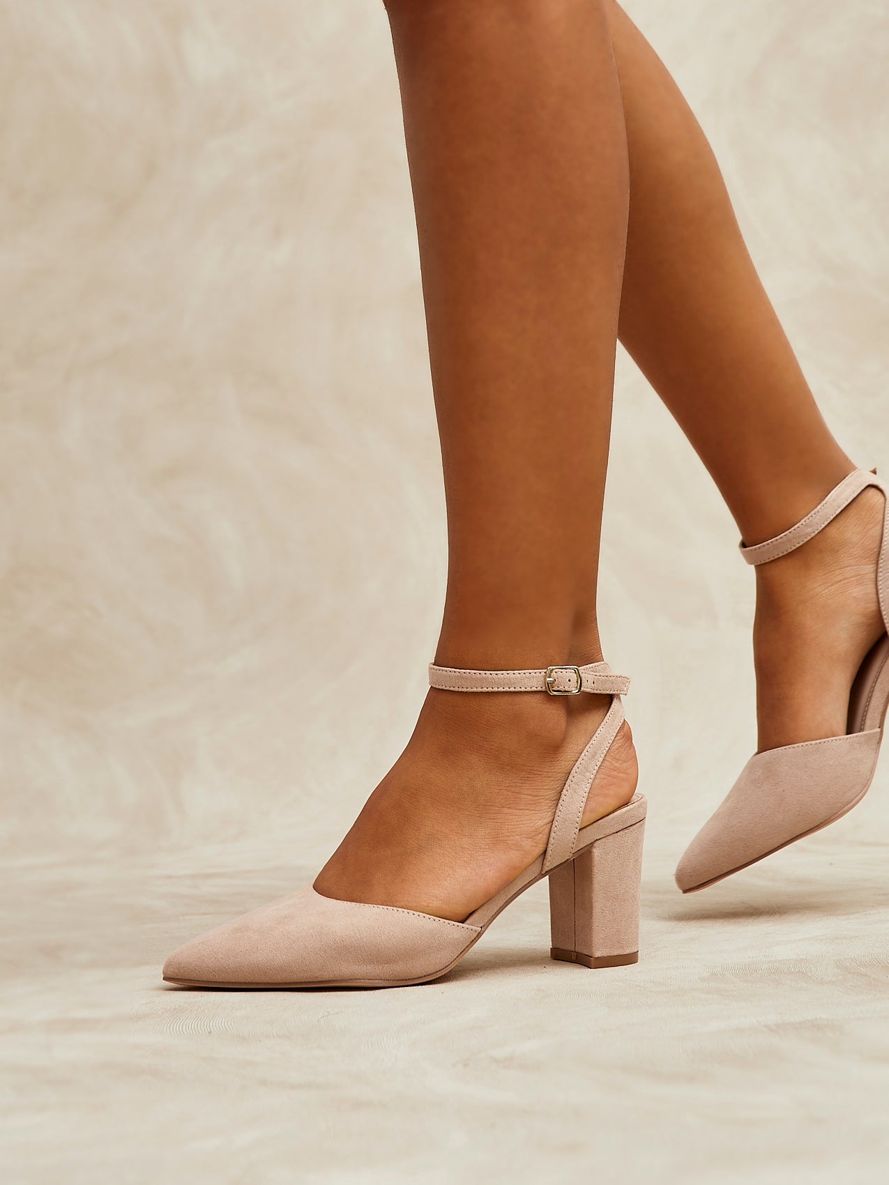 Larsa Wide Fit Nude Faux Suede Court Heels