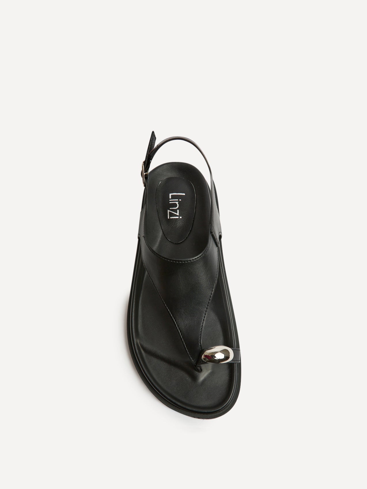 Latch Black Toe Ring Flat Sandals