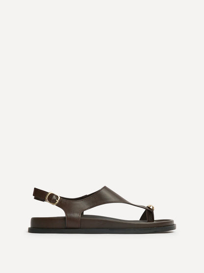 Latch Brown Toe Ring Flat Sandals